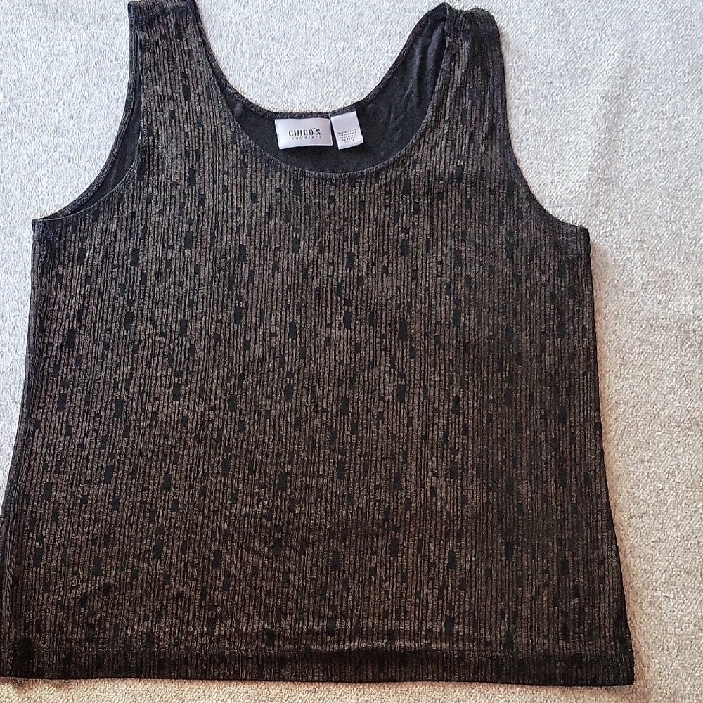 CHICOS Black Shimmery Tank Top Size 3